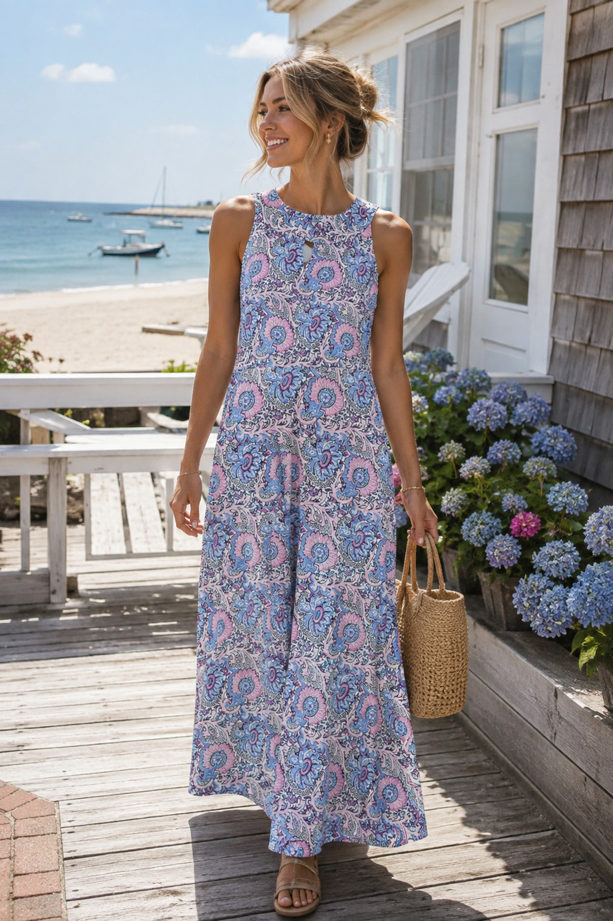 Vacay ready Boho Paisley medallion Talbots maxi dress Size 1X resortwear summer